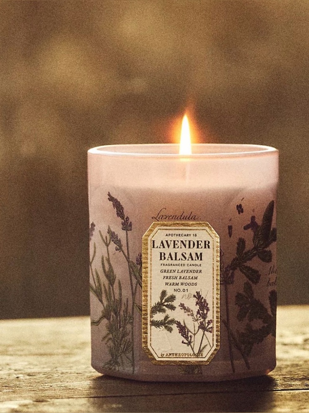 Anthropologie NWT Apothecary 18 Fresh Lavender Balsam Small Glass Candle